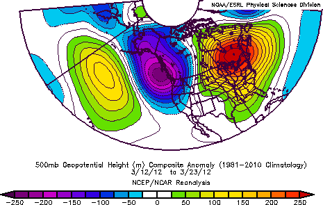 March 2012 500mb height anomaly