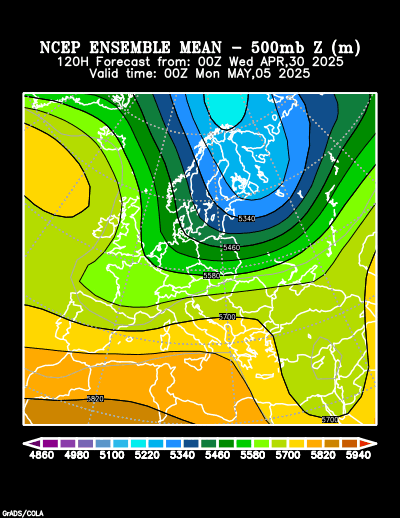 NCEP Ensemble t = 120 hour forecast product