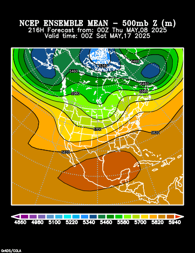 NCEP Ensemble t = 216 hour forecast product