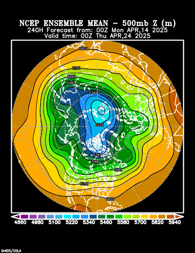 NCEP Ensemble t = 240 hour forecast product