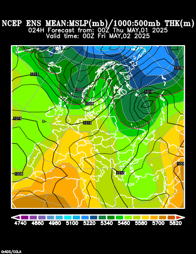 NCEP Ensemble t = 024 hour forecast product