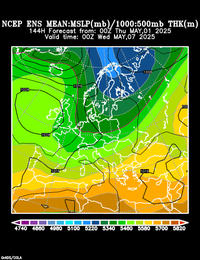 NCEP Ensemble t = 144 hour forecast product