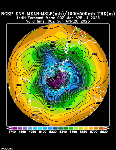 NCEP Ensemble t = 144 hour forecast product