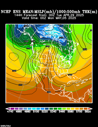 NCEP Ensemble t = 144 hour forecast product