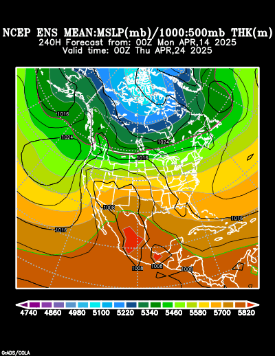 NCEP Ensemble t = 240 hour forecast product