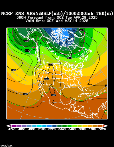 NCEP Ensemble t = 360 hour forecast product