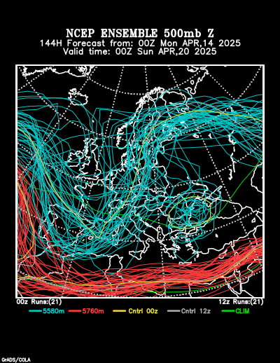 NCEP Ensemble t = 144 hour forecast product