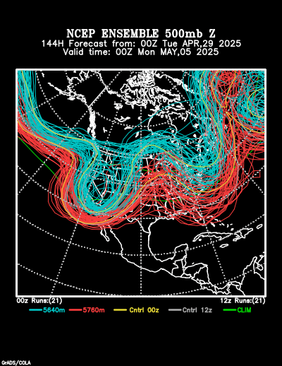 NCEP Ensemble t = 144 hour forecast product