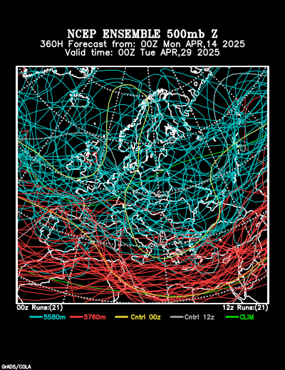 NCEP Ensemble t = 360 hour forecast product