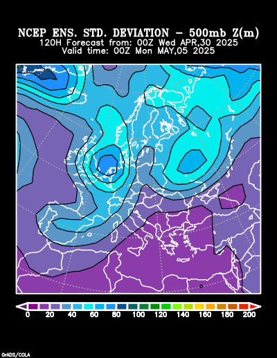 NCEP Ensemble t = 120 hour forecast product