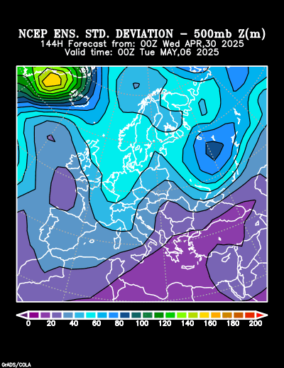 NCEP Ensemble t = 144 hour forecast product