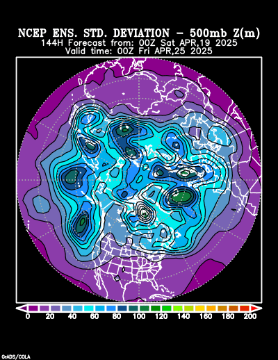 NCEP Ensemble t = 144 hour forecast product