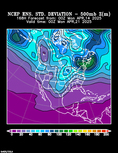 NCEP Ensemble t = 168 hour forecast product