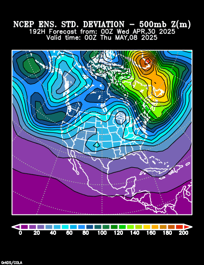 NCEP Ensemble t = 192 hour forecast product