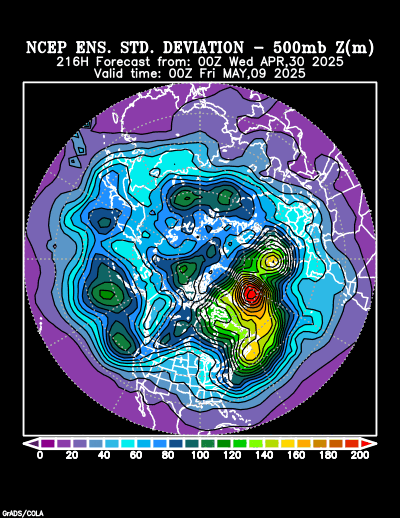 NCEP Ensemble t = 216 hour forecast product