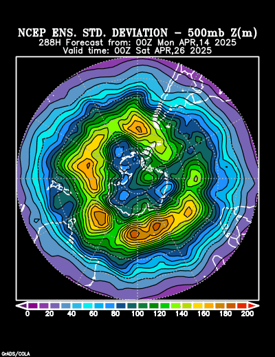 NCEP Ensemble t = 288 hour forecast product