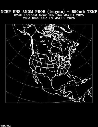 NCEP Ensemble 850 mb Temperature Anomaly Probability forecast chart