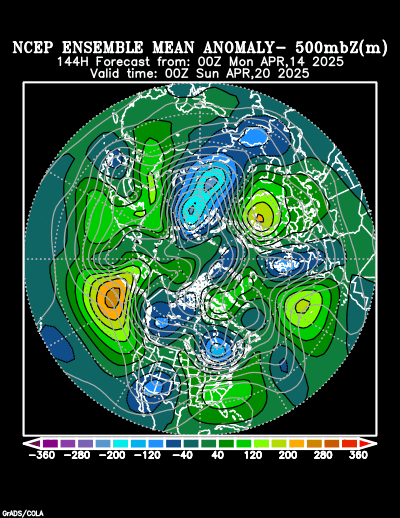 NCEP Ensemble t = 144 hour forecast product