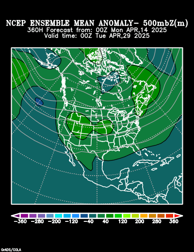 NCEP Ensemble t = 360 hour forecast product