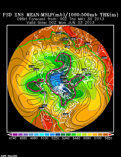 REFORECAST Ensemble t = 096 hour forecast product