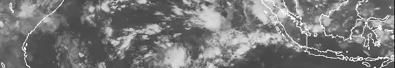 Black and white satellite image of MJO over the Indian Ocean