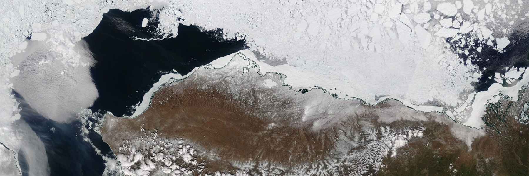 Satellite image of Northern Alaska and the Beaufort Sea in June 2017. Credit: NASA Worldview Application