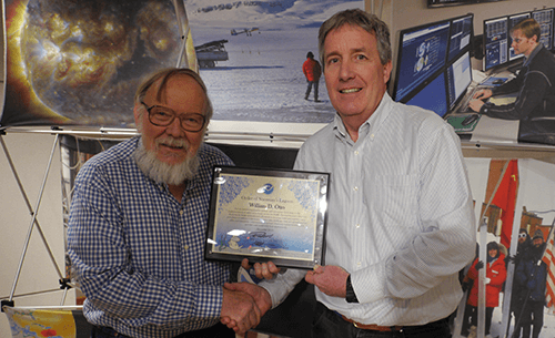 Bill Otto (left) receives NOAA Silver Sherman Award from PSL Director Robert Webb