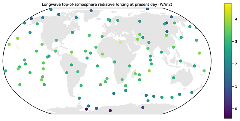 Plot of the 100 locations around the world.
