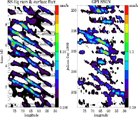 Model and satellite-observed rainbands over the Amazon