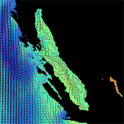 MM5 simulation of winds in California during a high ozone episode from the CCOS field campaign.