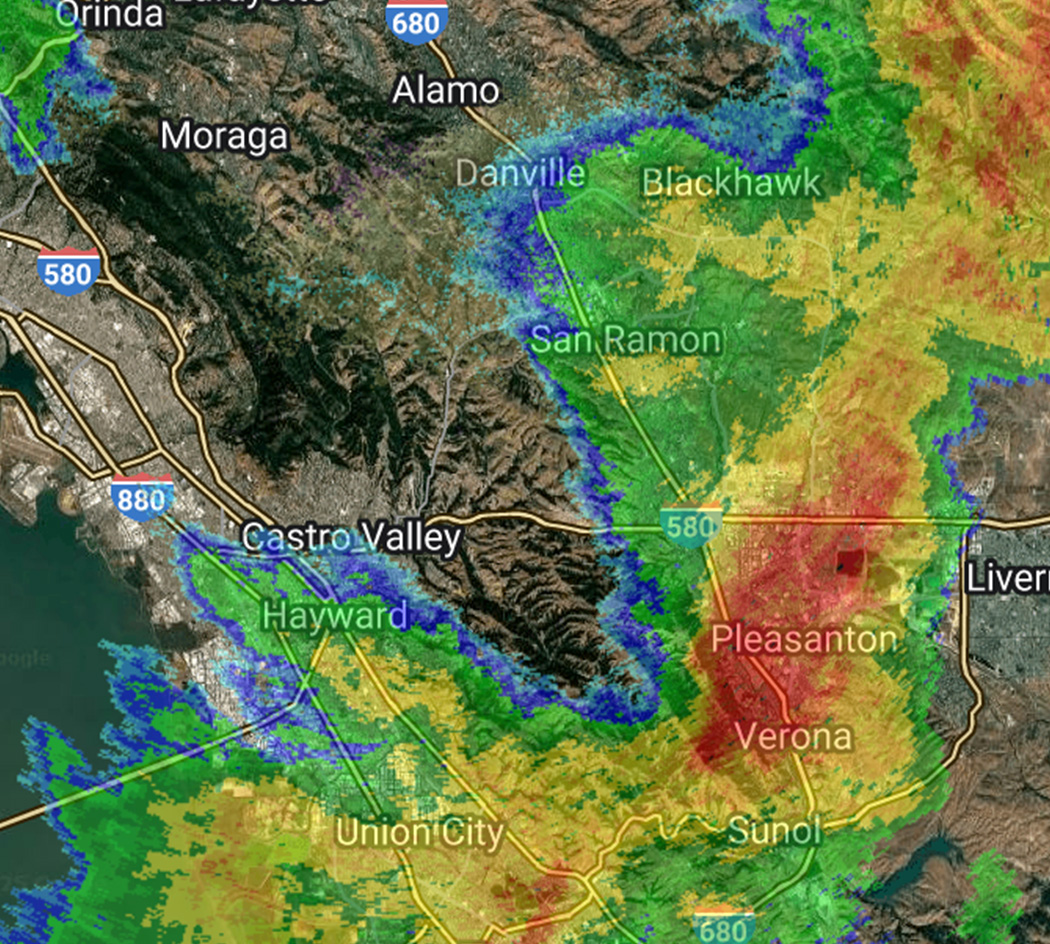 Weather radar map of the San Francisco Bay Area - NOAA/PSL