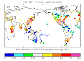 Link to image depicting change in risk relative to expected risk for December-January-February for wet extremes