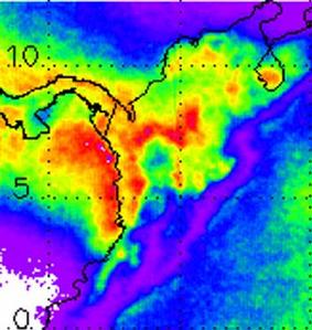 Map of annual rainfall in Colombia